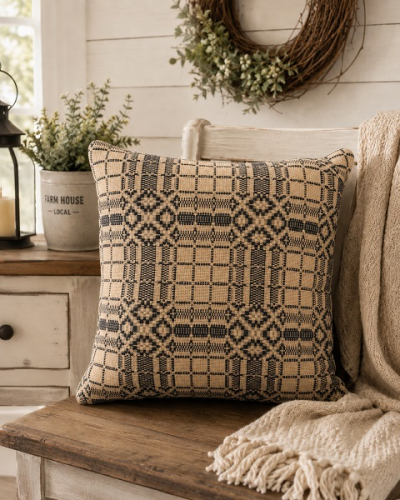 NORMANDY BLACK/TAN PILLOW 20X20 *NEW*